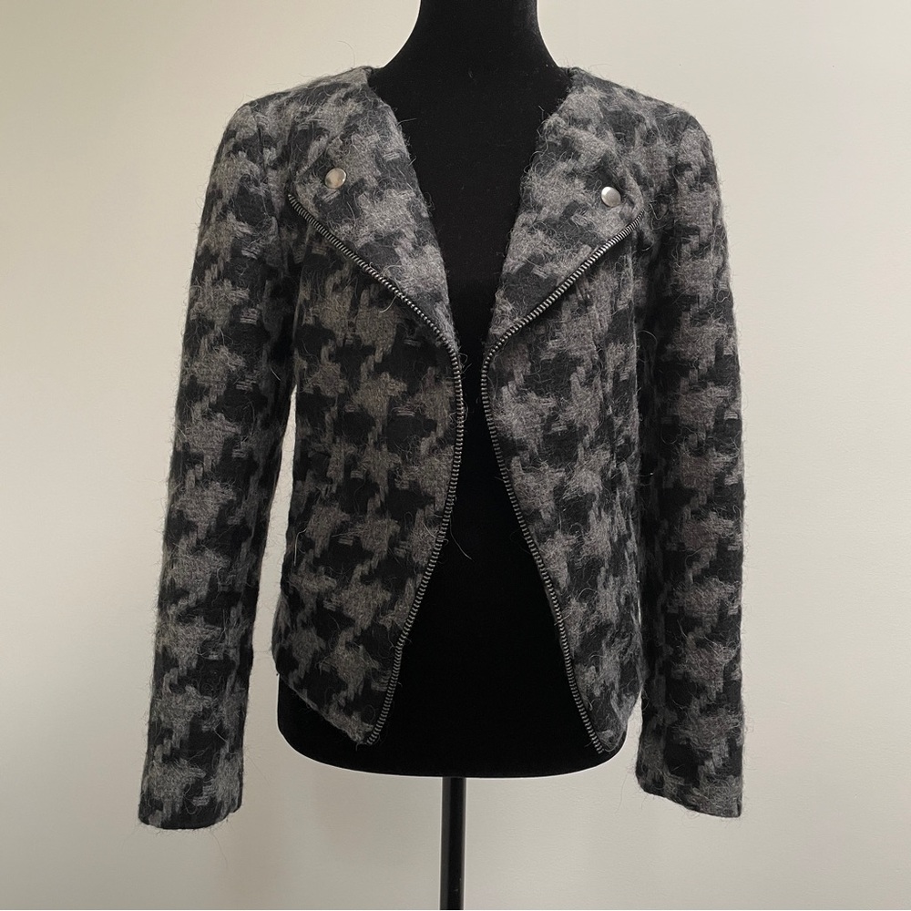 Malou Sander Wool Blend Moto Jacket Grey / Black — Size 38 EU / Small/Medium